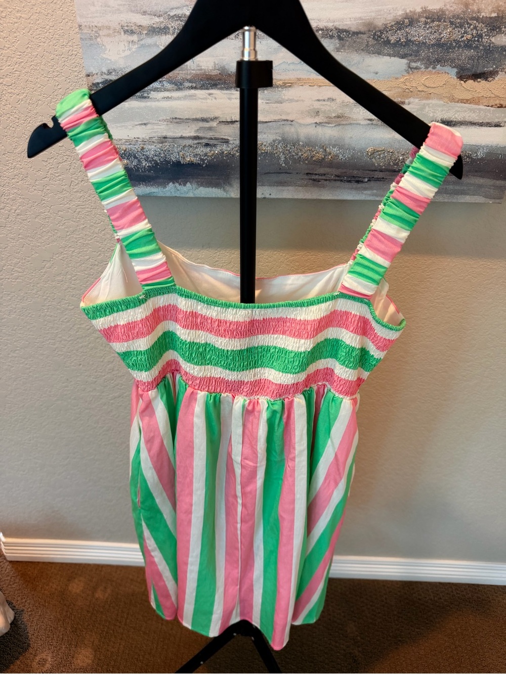 Pink Lily Pink & Green Striped Mini Dress